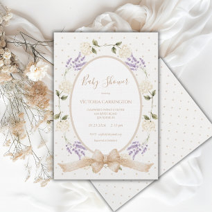 Invitation Cadre de bébé floral neutre vintage