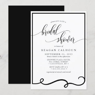 Invitation Cadre de calligraphie moderne noir et blanc pour l