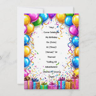 Invitation Cadre de célébration d'anniversaire coloré