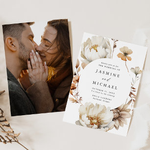 Invitation Cadre de cercle floral automnal rustique pour phot