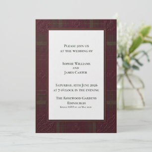 Invitation Cadre de chardon à tartan écossais Mariage   H Rou