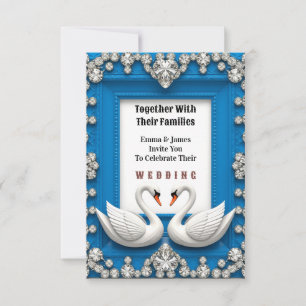 Invitation 💍 Cadre de cœur de cygne diamant Romantique
