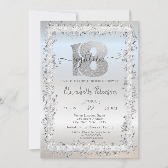 Invitation Cadre de confettis chic pour fête d'anniversaire d (Devant)