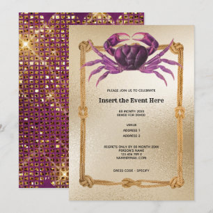 Invitation Cadre de corde de crabe magenta rose paillettes do