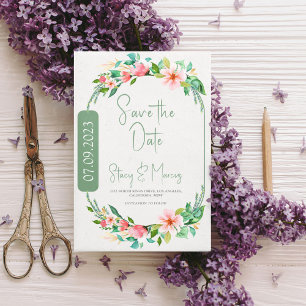 Invitation Cadre de couronne de fleurs Enregistrer la date In
