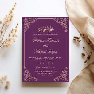 Invitation Cadre de dentelle antique violet pour mariage musu