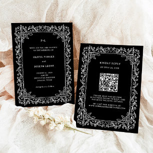 Invitation Cadre de dessin botanique en ligne Mariage avec