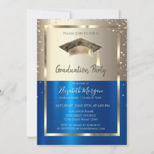 Invitation Cadre de diamants en or,Cascadeau diplômé aquarell
