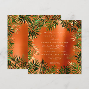 Invitation Cadre de feuille de palmier vert tropical corail o