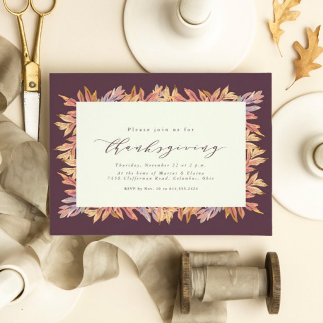 Invitation Cadre de feuilles d'automne Thanksgiving (Créateur téléchargé)