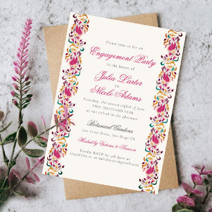 Invitation Cadre de Fiançailles de Mariage Fleur de Cygne de