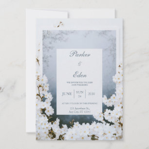 Invitation Cadre de Fleur Blanche Brumeux Mariage