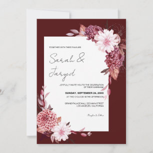 Invitation Cadre de fleurs d'automne Mariage