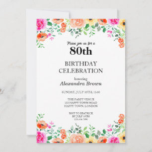 Invitation Cadre de fleurs pour photo de fête d'anniversaire 