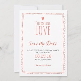 Invitation Cadre de gribouillis rose corail Enregistrer la da