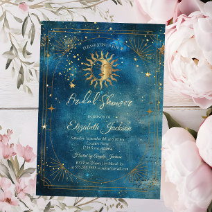 Invitation Cadre de Lune Céleste Bleu Enterrement de Vie de J