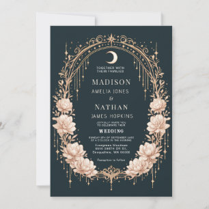 Invitation Cadre de lune céleste or mariage romantique