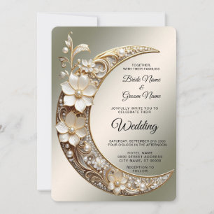 Invitation Cadre de Lune Croissante Décoratif Mariage