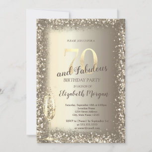 Invitation Cadre de luxe en verre de champagne or Confetti 70