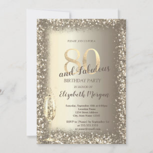 Invitation Cadre de luxe en verre de champagne or Confetti 80
