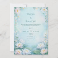 Cadre de mariage au nénuphar éthéré bleu givré