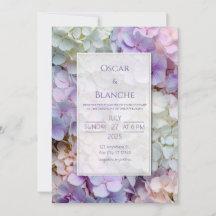 Cadre de mariage aux hydrangeas botaniques pastel 