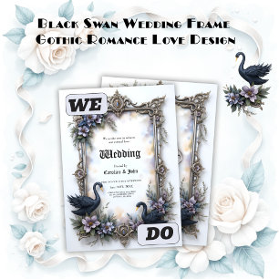 Invitation Cadre de mariage Black Swan – Amour gothique roman