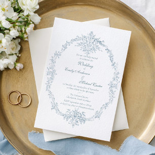 Invitation Cadre de mariage bleu français vintage