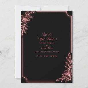 Invitation Cadre de mariage botanique néon minimal