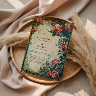 Invitation Cadre de mariage botanique Rose Vintage