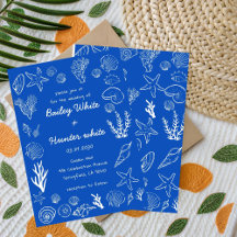 Cadre de mariage de plage bleu de coquillages d'ét