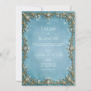 Invitation Cadre de mariage en filigrane de cristal bleu ciel