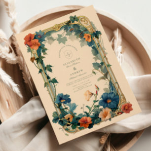 Invitation Cadre de mariage Fleur de saphir vintage