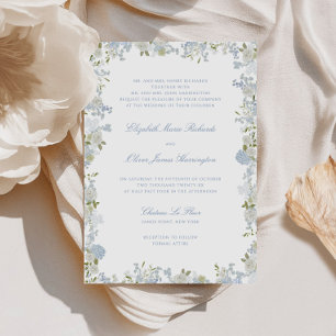 Invitation Cadre de mariage floral bleu doux romantique