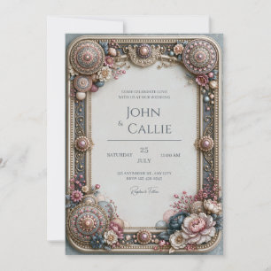 Invitation Cadre de mariage héritage Rose Poussiéreuse