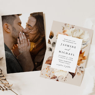 Invitation Cadre de mariage photo floral automnal rustique