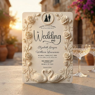 Invitation Cadre de mariage romantique baroque roses et silho