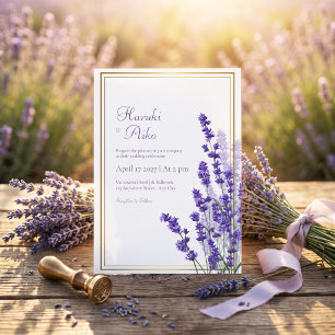 Invitation Cadre de mariage rustique à double ligne de lavand