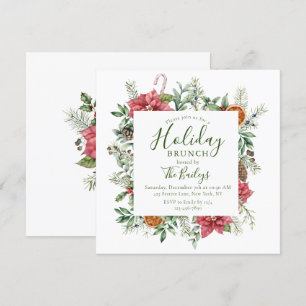 Invitation Cadre de Noël Floral   Brunch de vacances