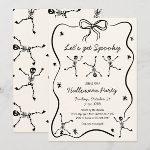 Invitation Cadre de nœud papillon squelette dessiné à la main