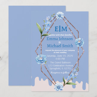 Invitation Cadre de parties scintillant avec Fleurs invitatio