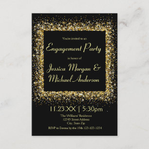 Invitation Cadre de Parties scintillant d'or - 3x5