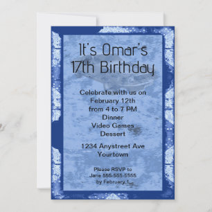 Invitation Cadre de peinture bleue grunge pour l'anniversaire