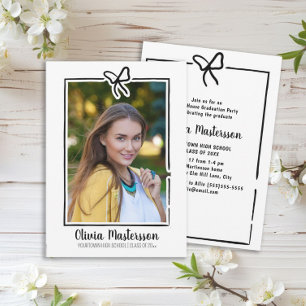 Invitation Cadre de photo à ruban mignon pour fête de remise 