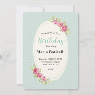 Invitation Cadre de roses vintage shabby chic