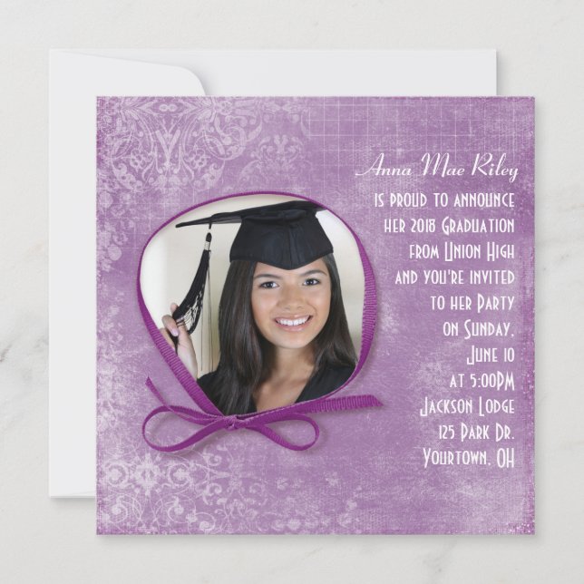 Invitation Cadre de ruban de graduation (Devant)