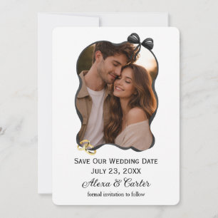 Invitation Cadre de ruban et nœud papillon pour mariage Save 