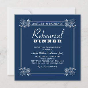 Invitation Cadre de succulentes de mariage bleu marine pour d