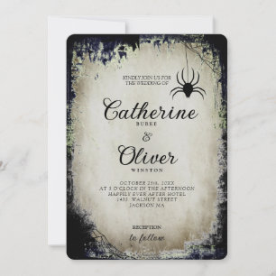 Invitation Cadre de toile d'araignée gothique en papier ancie