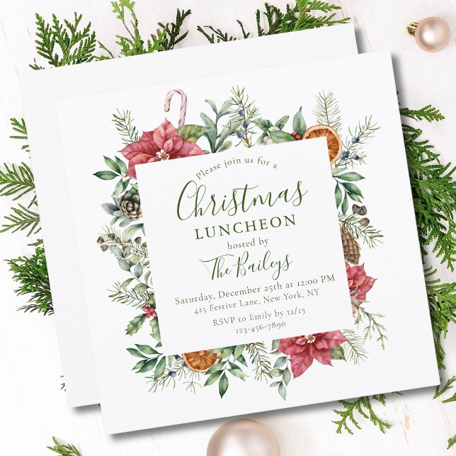 Invitation Cadre de vacances florales | Déjeuner de Noël (Créateur téléchargé)
